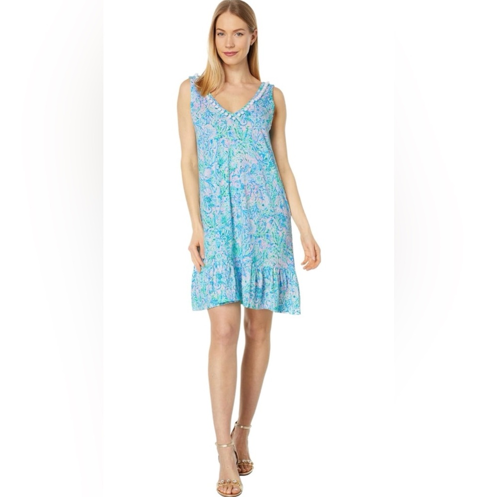 Lilly Pulitzer Blue and Green Floral Dress Coverup